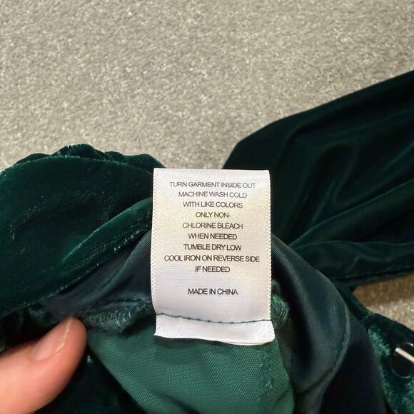 Gibson Latimer NWT Velvet Trousers Emerald Green High Rise Wide Leg 16 Holidays - Picture 10 of 16